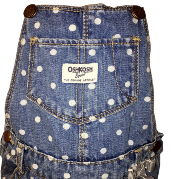 Kids Girl Oshkosh B Gosh Polka Dot Overall Vestbak - Picture 4 of 6